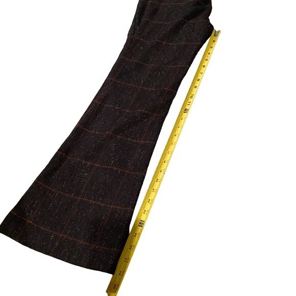 Coach Women's 32 Horsebit Pocket Flare Trouser Pants Dark‎ Plaid Wool Tweed - Picture 8 of 9
